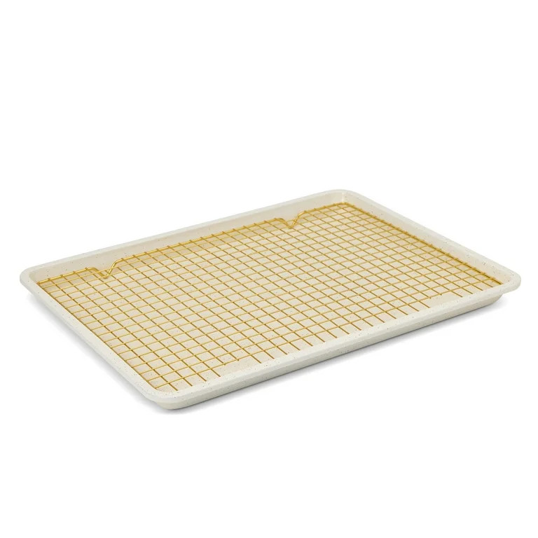 Thyme & Table Nonstick Baking Sheet 12"x17" & Cooling Rack Set - Cream & Gold | Walmart (US)