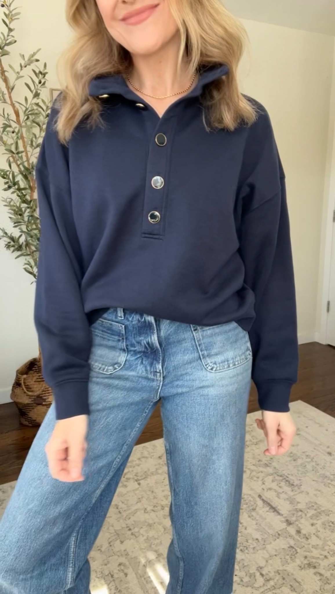 Love this Walmart fleece quarter button pullover, wearing my true size small here.  Five colors. #walmartfashion 

#LTKOver40