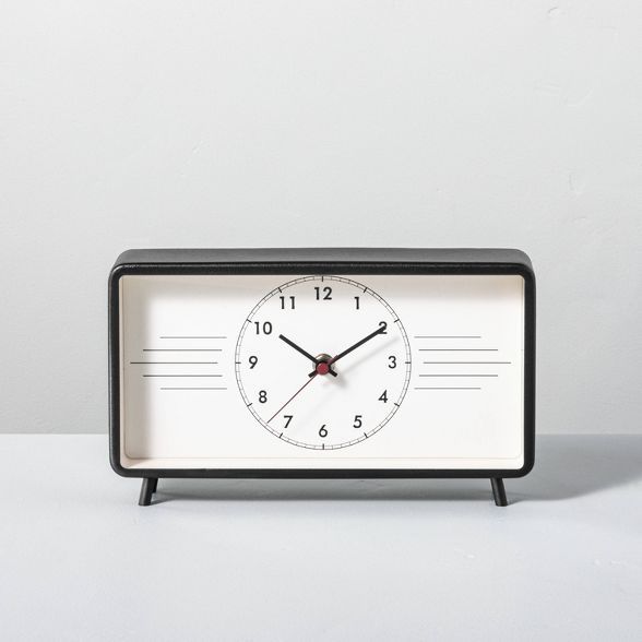 Mid-Century Footed Tabletop Clock Black/Cream - Hearth & Hand™ with Magnolia | Target