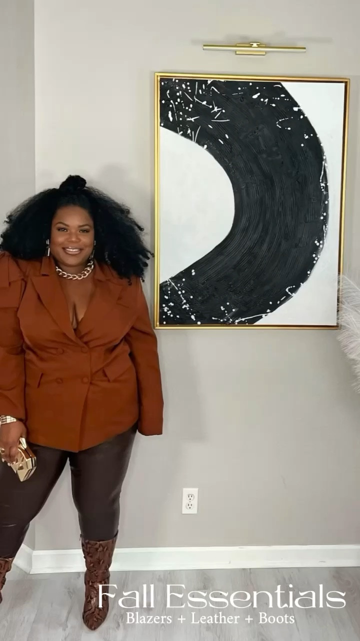 Blazers + Leggings + Boots = 🤎

#LTKplussize #LTKstyletip #LTKmidsize