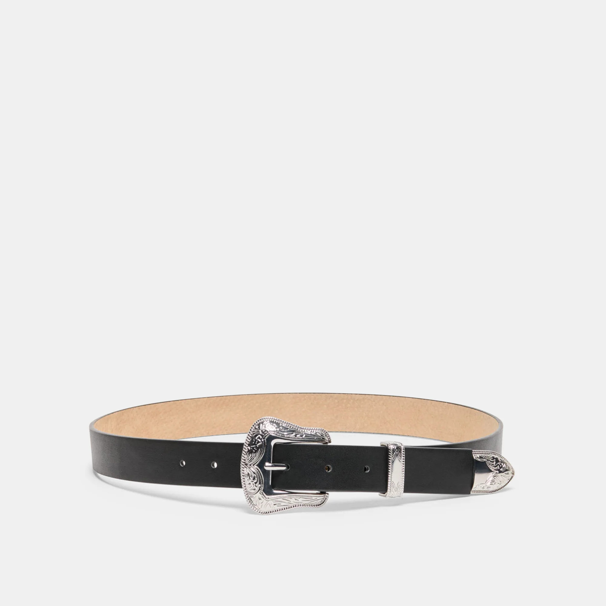 Vintage Western Black Silver Buckle Belt | Dolce Vita | DolceVita.com
