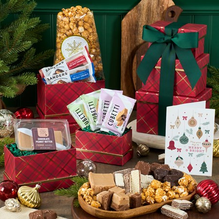 Sweet Treats Holiday Tower | GourmetGiftBaskets.com