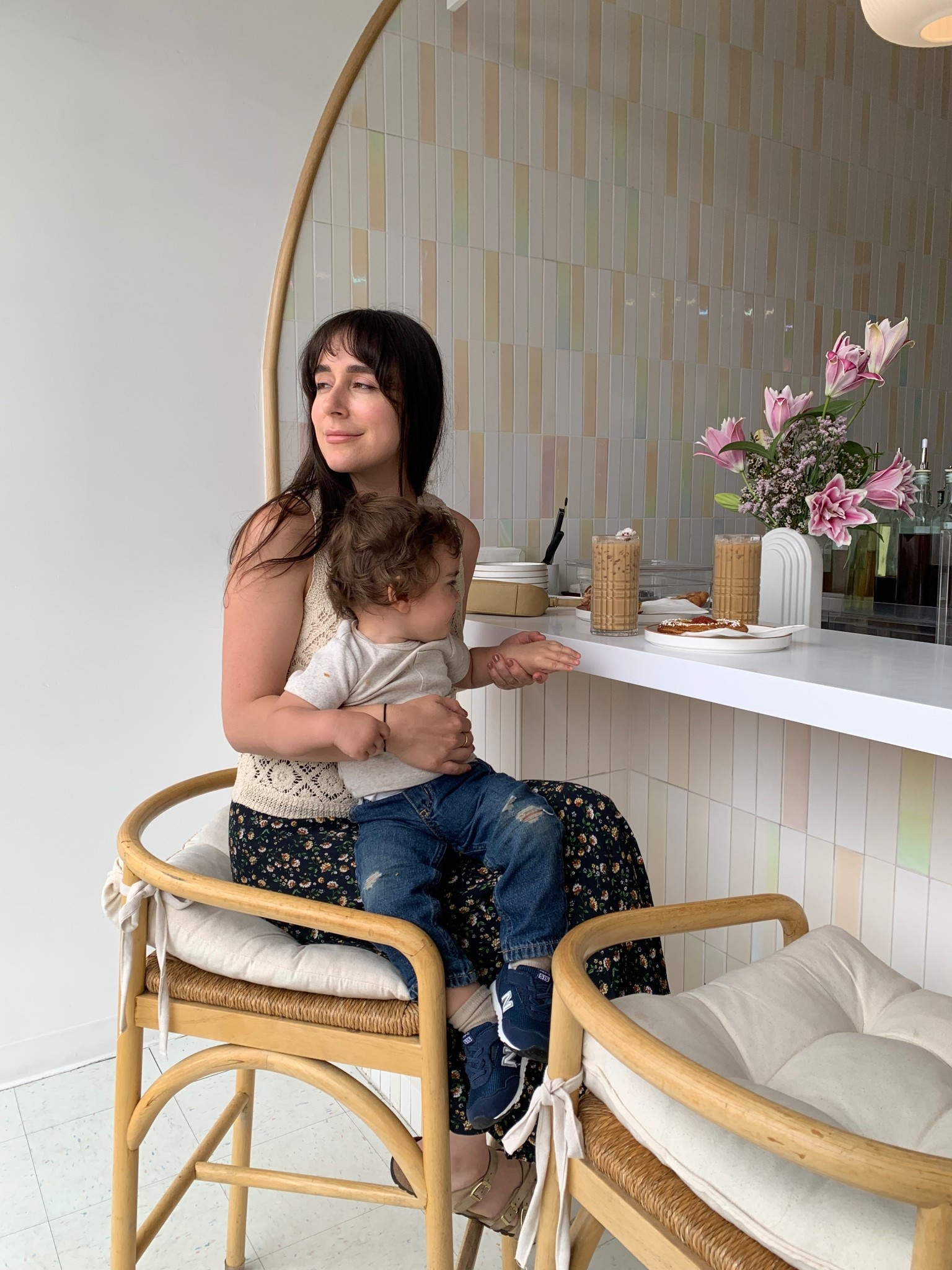 Mom and baby at a coffee shop in San Diego! 

#LTKFamily #LTKTravel #LTKStyleTip