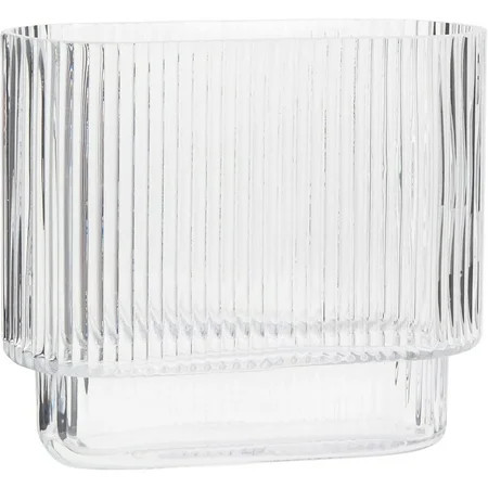 PORPAN Clear Glass Vase Flower Vase for Centerpieces Ribbed Vase Modern Vase Fluted Glass Vase Decor | Walmart (US)