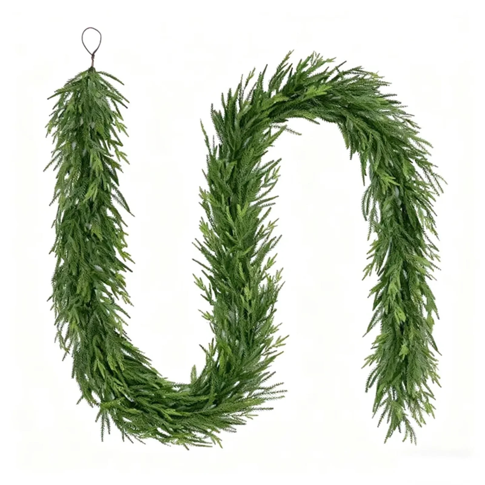My_Texas_Home 9ft Natural Feel Norfolk Artificial Christmas Garland, Non-lit, Green, Soft PE | Walmart (US)