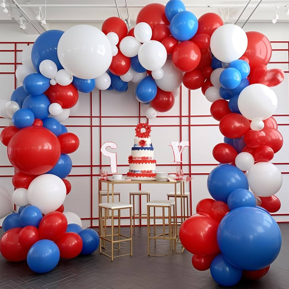 PartyWoo Red White and Blue Balloons, 140 pcs Red White and Royal Blue Balloons Different Sizes P... | Amazon (US)