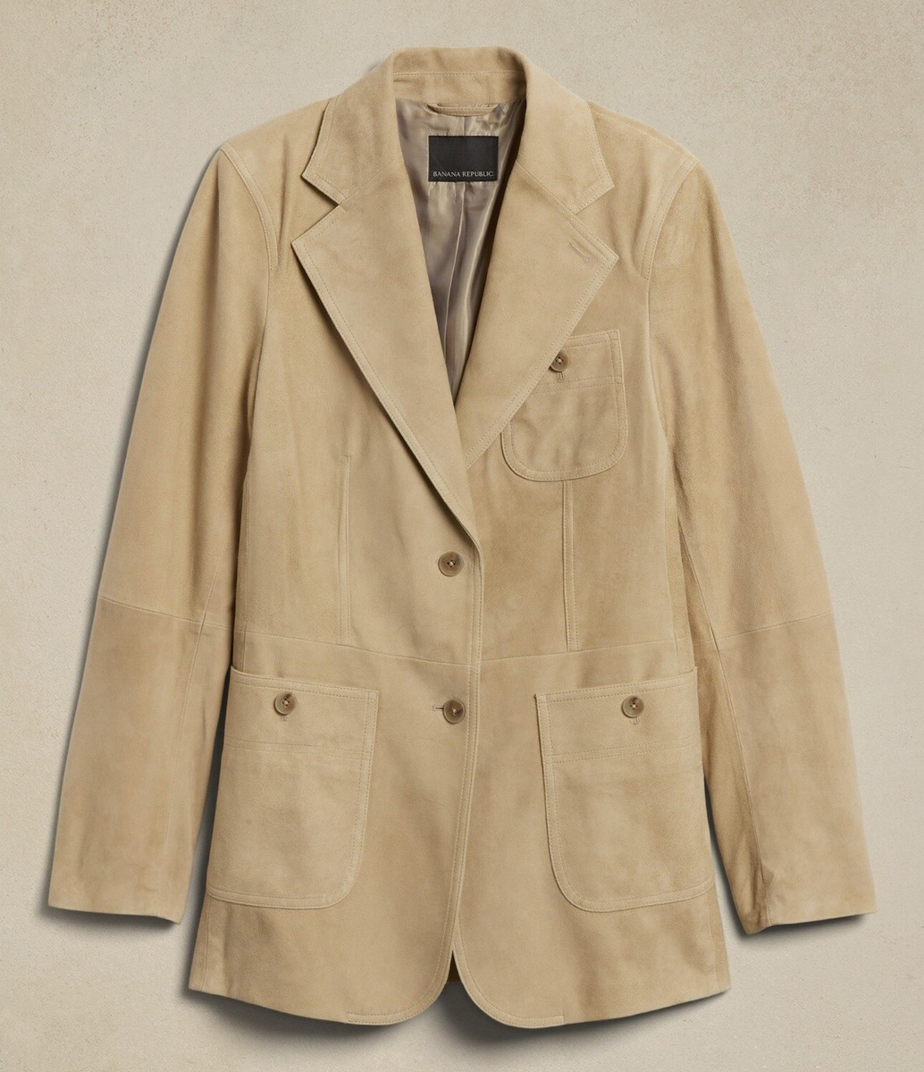 NWT BANANA REPUBLIC Heritage Light Khaki Suede Blazer Jacket SZ 16 $600 | eBay | eBay US