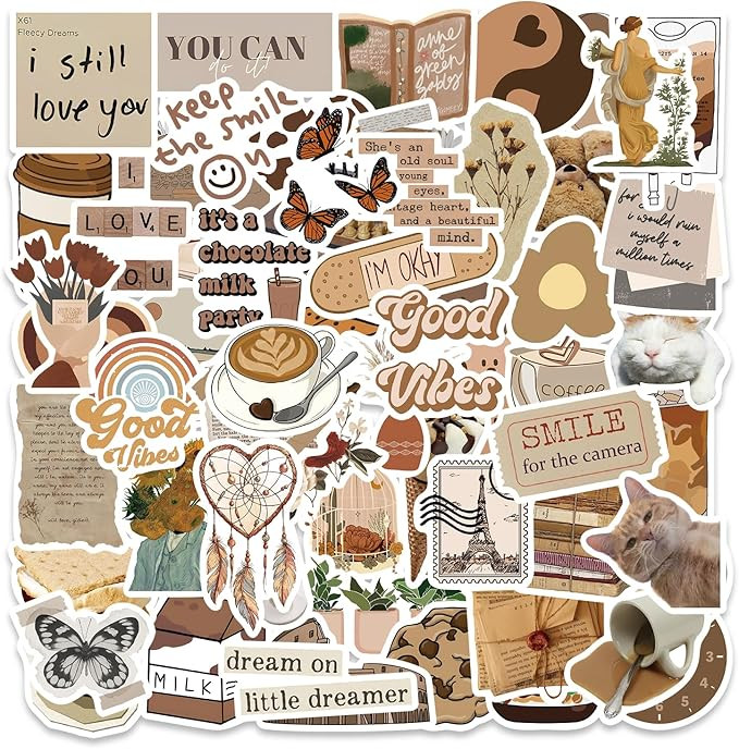 Lot de 60 Autocollants Vintage, Rétro Aesthetic Stickers en Vinyle pour Scrapbooking, Ordinateur... | Amazon (FR)