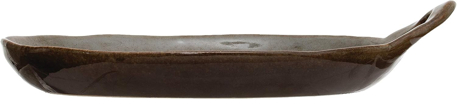 Creative Co-Op Grey Stoneware Handle Plate | Amazon (US)