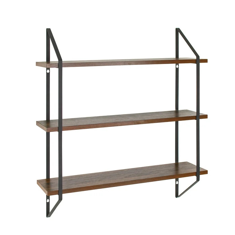 Better Homes & Gardens 3-Tier 20"W Wood Bracket Shelves, Walnut | Walmart (US)