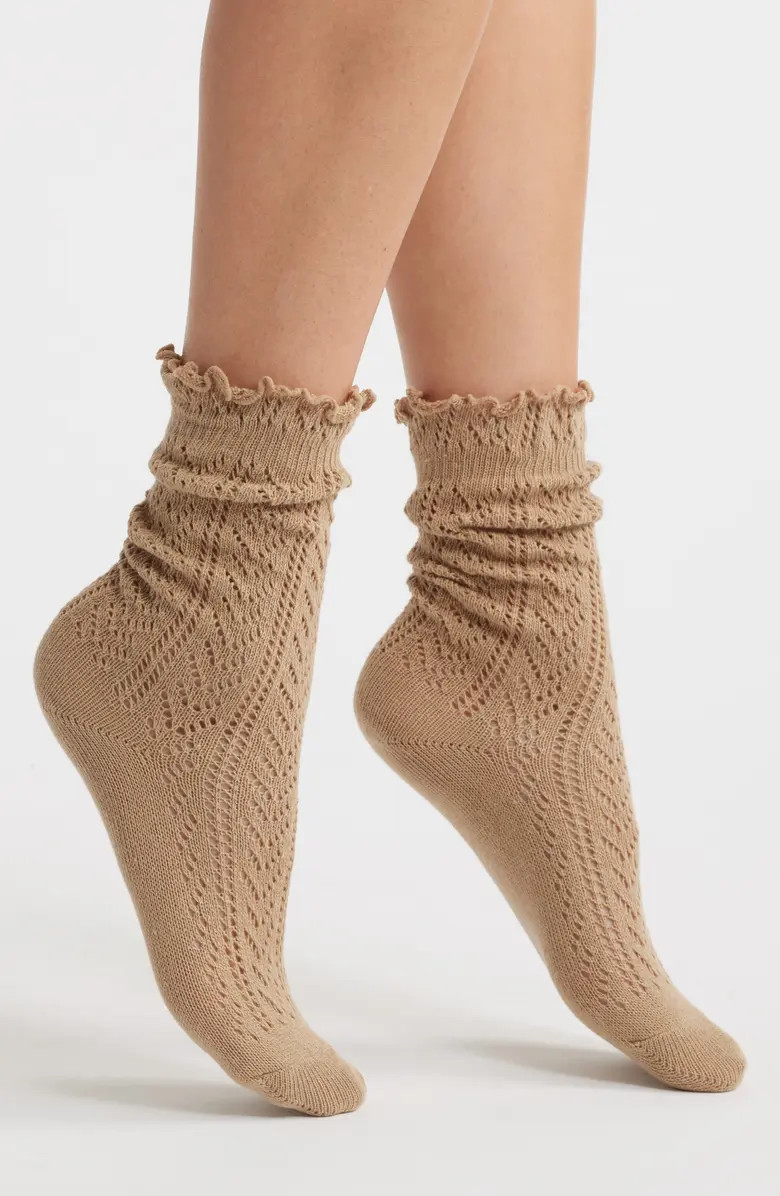 Casa Clara Pointelle Lettuce Edge Crew Socks | Nordstrom | Nordstrom