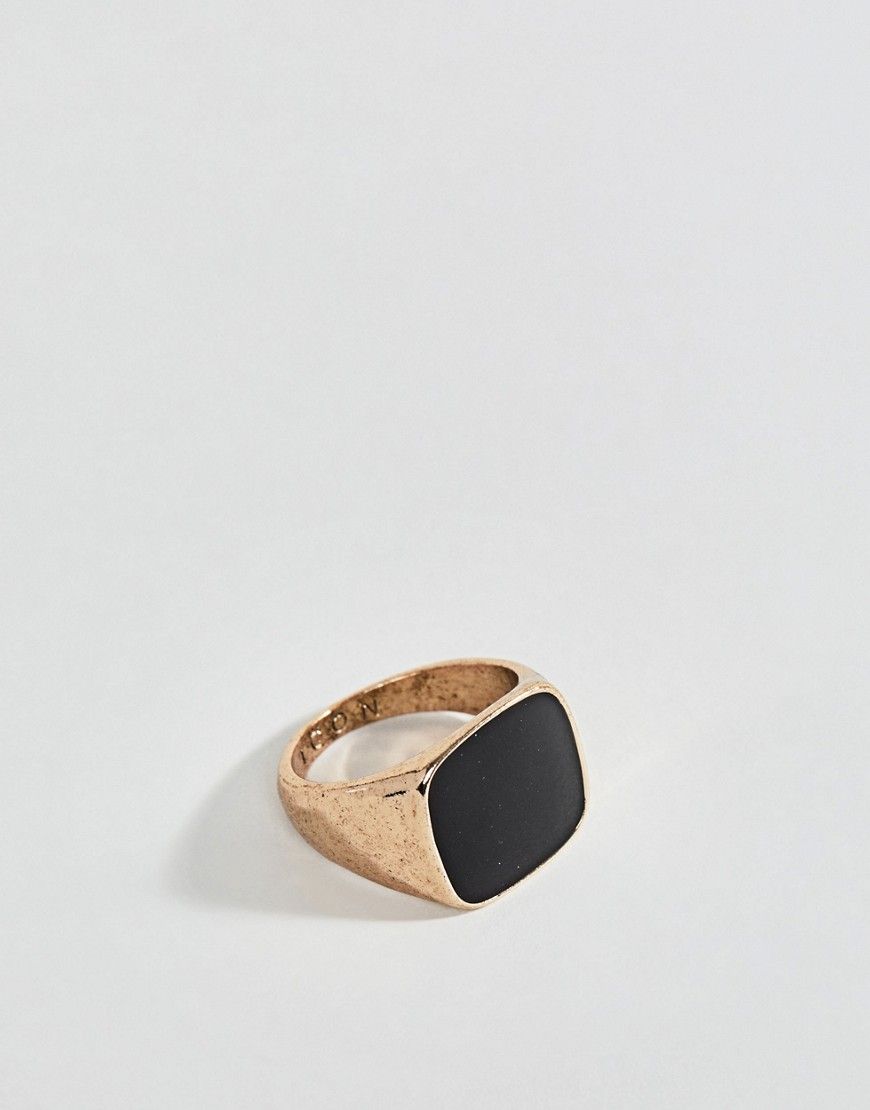 Icon Brand gold & black signet ring | ASOS (Global)