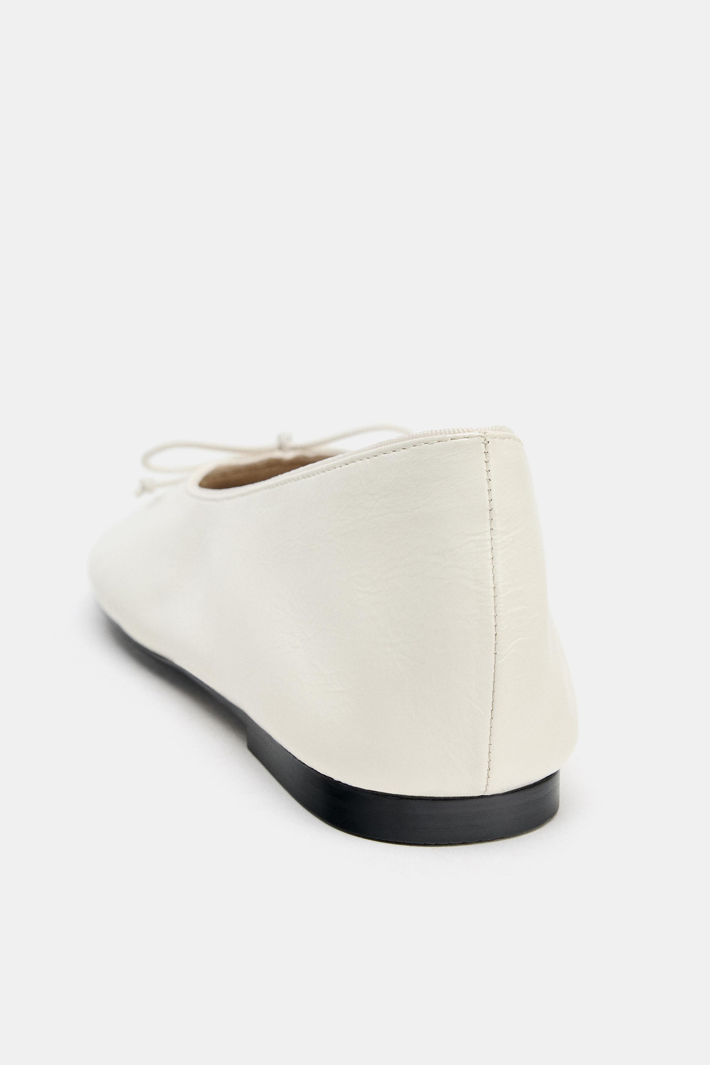 LIMITED EDITION LEATHER BALLET FLATS WITH BOW | Zara US