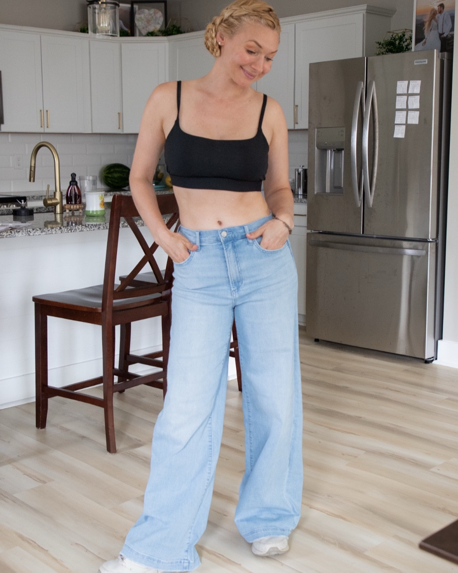 Cutest high waisted, wide leg, light colored jeans. Stretchy for comfort and long enough to wear with sneakers or heels.

#LTKTravel #LTKStyleTip #LTKParties