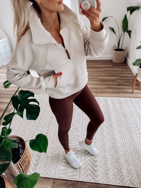 Amazon activewear - wearing a small in the light beige pullover and a small on the leggings. Theyre seriously so good. Get fit in style without breaking the bank. 

#LTKmidsize #LTKfitness #LTKfindsunder50