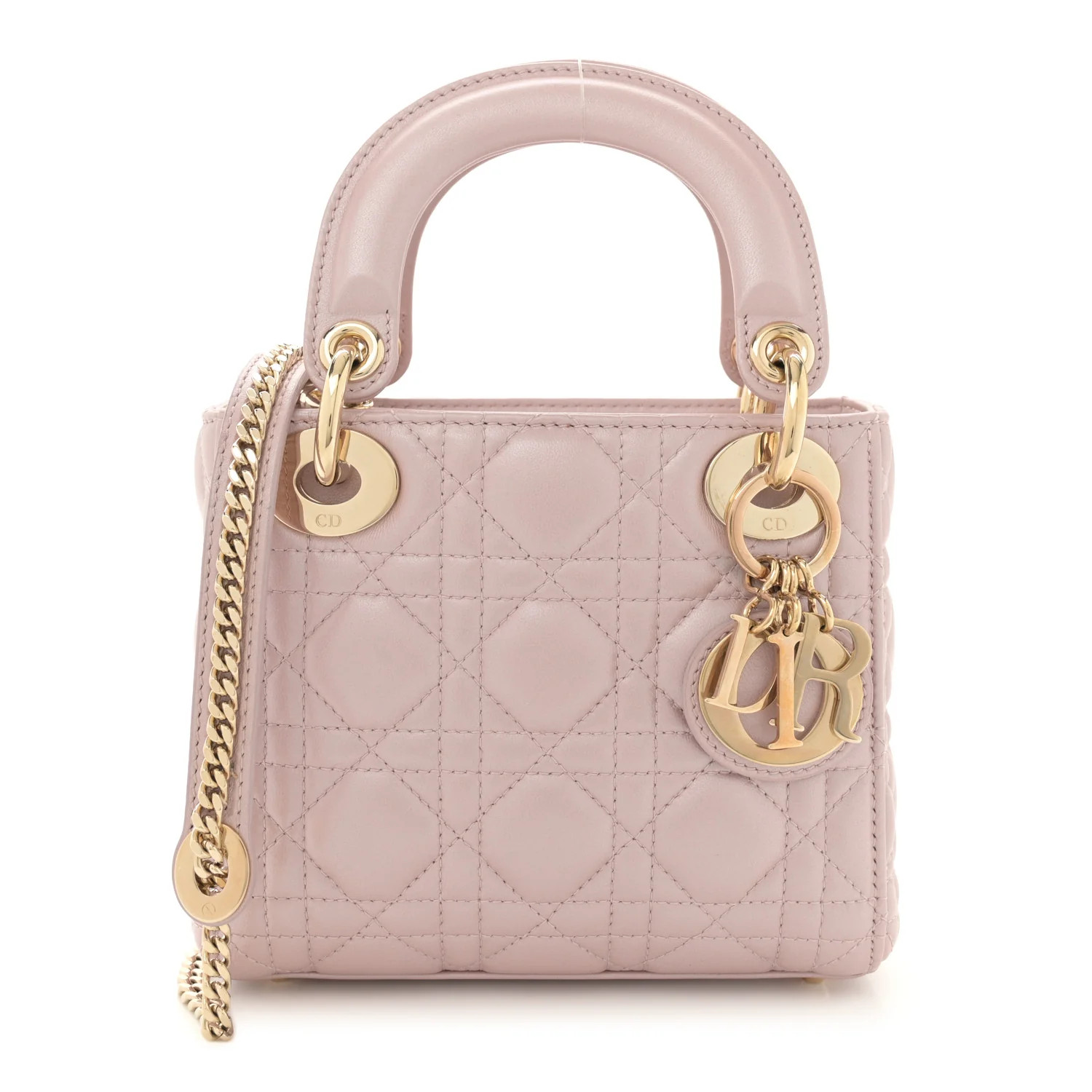Metallic Lambskin Cannage Mini Lady Dior Lotus | FASHIONPHILE (US)
