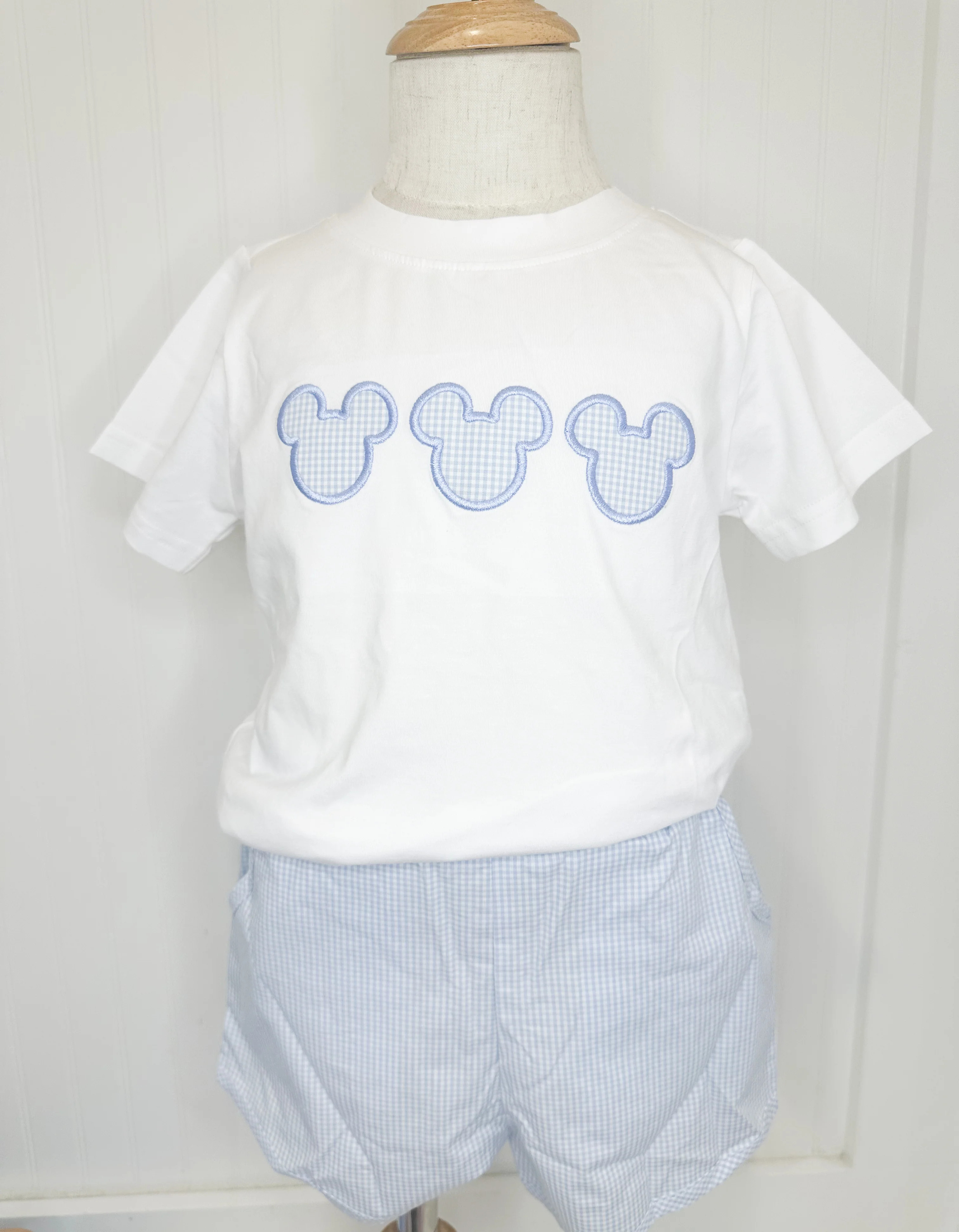Magical Moments Collection: Blue Gingham Mouse shorts set | Tutti Frutti Kids Co