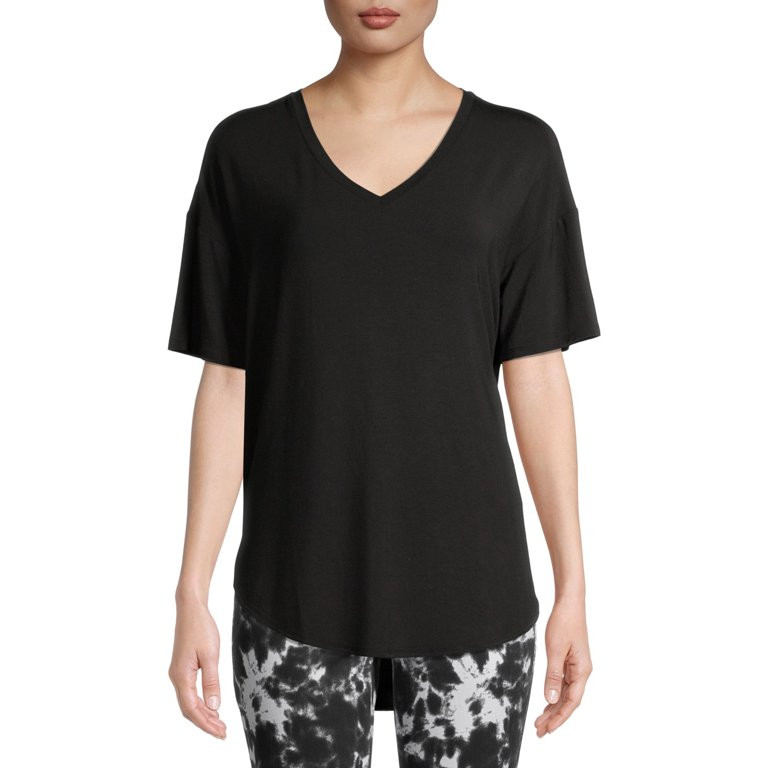 Time and Tru Women's Short Sleeve V-Neck Tunic T-Shirt | Walmart (US)