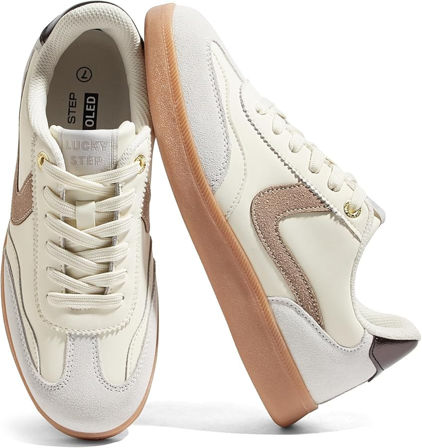 LUCKY STEP Women's Retro Fashion Sneakers Classic Casual Walking Shoes Non Slip Comfort Skate Sho... | Amazon (US)