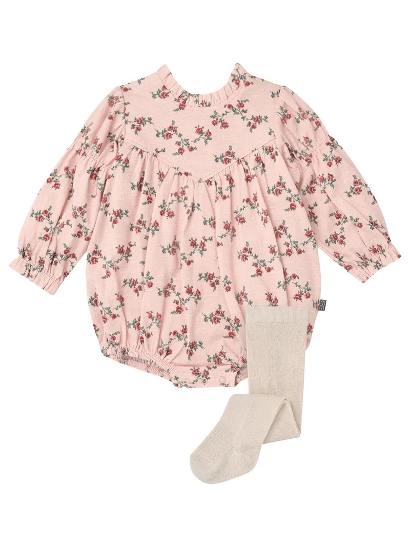 Modern Moments by Gerber Baby Girl Bubble Romper and Tights Outfit Set, 2-Piece, 0/3 Months - 24 ... | Walmart (US)