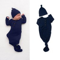 Newborn Baby Knotted Button Gown James Navy Coming Home Outfit Knot Going Set Brand New Shower | Etsy (US)