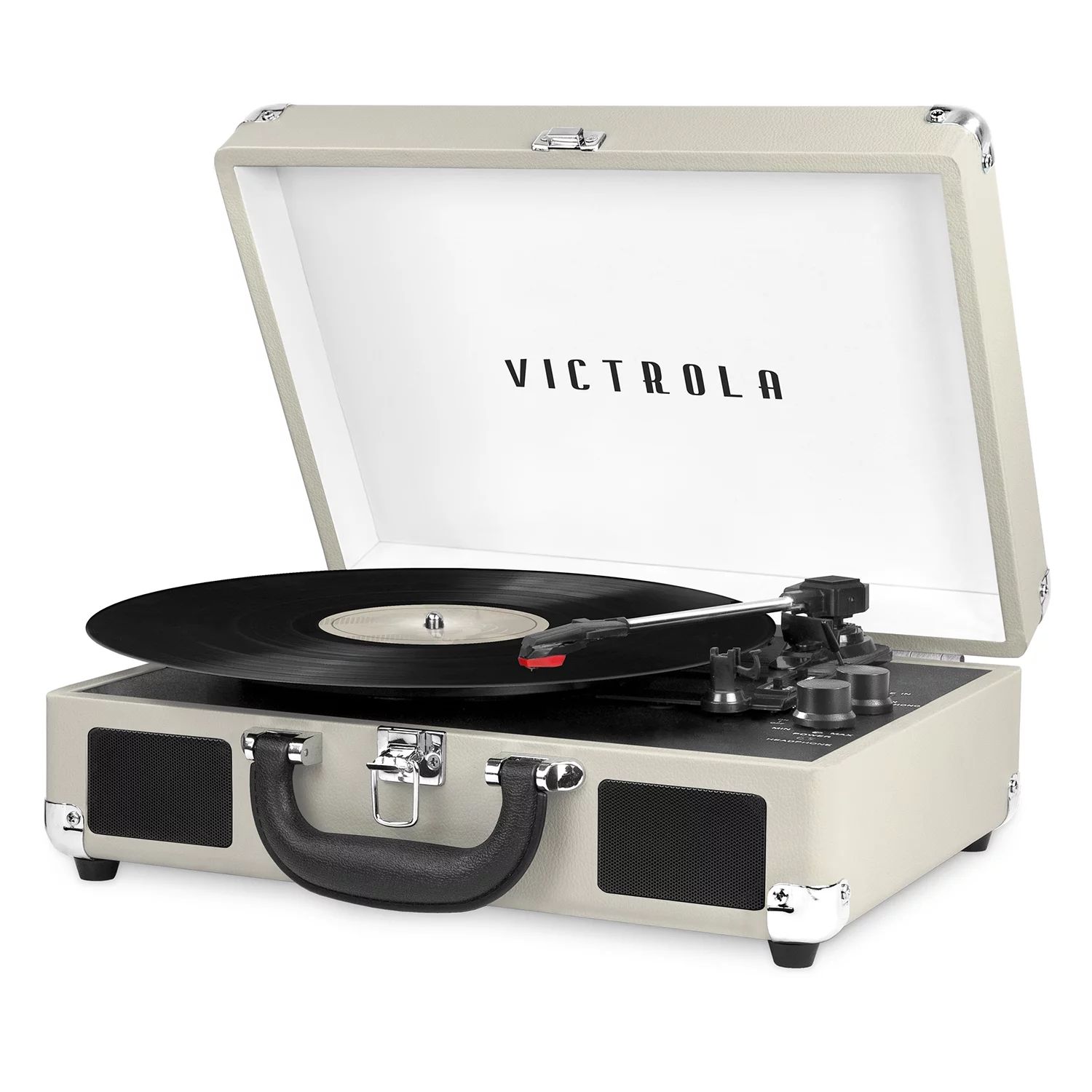 Victrola Bluetooth Portable Suitcase Record Player with 3-Speed Turntable - Light Gray | Walmart (US)