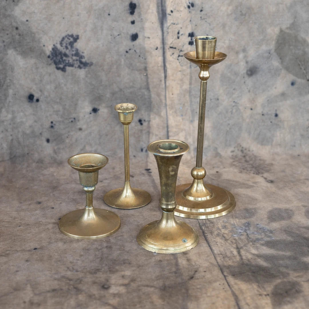 Mid century modern candle holder Vintage brass candlestick Taper candleholder | Etsy (US)