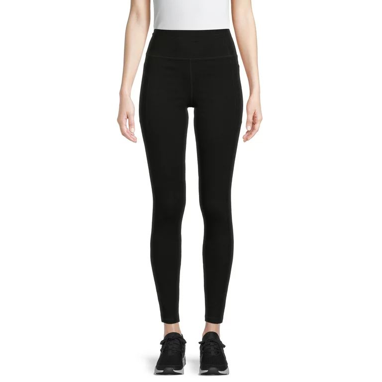 Athletic Works Women's Stretch Cotton Blend Ankle Leggings with Side Pockets - Walmart.com | Walmart (US)