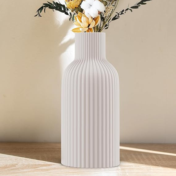 Vase, White Ceramic Flower Vase, Minimalist Modern Home Decor, Matte Finish Pampas Grass Vase for... | Amazon (US)