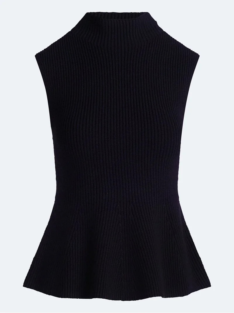 Scoop Women's and Women's Plus Sleeveless Mock Neck Peplum Sweater Tank, Sizes XS-4X | Walmart (US)