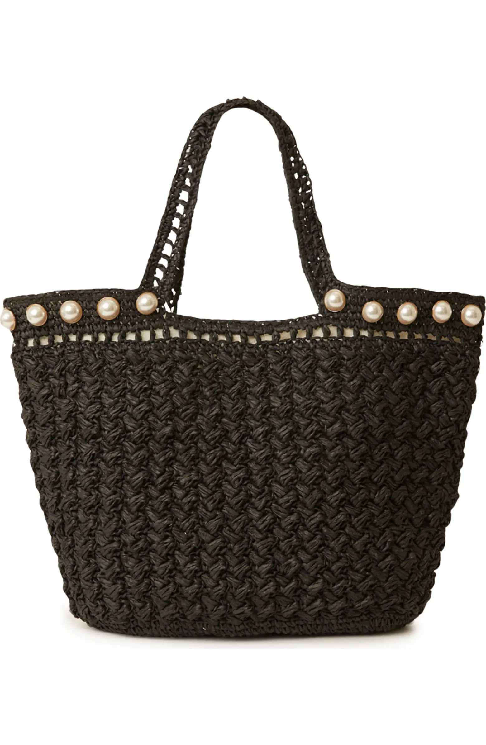 BTB Los Angeles Kellie Faux Pearl Trim Tote Bag | Nordstromrack | Nordstrom Rack