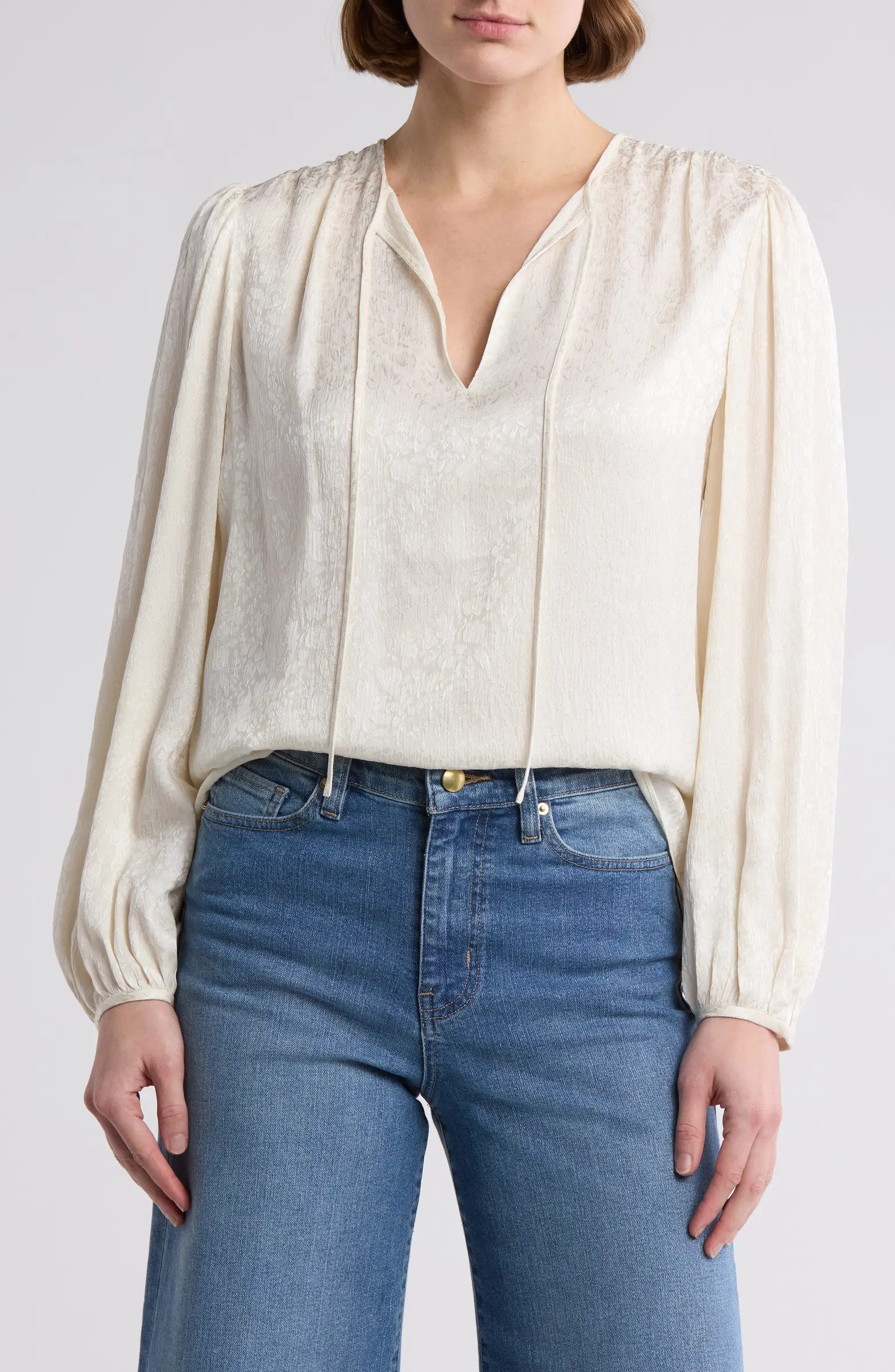 FRAME Cinched Sleeve Silk Popover Blouse | Nordstromrack | Nordstrom Rack
