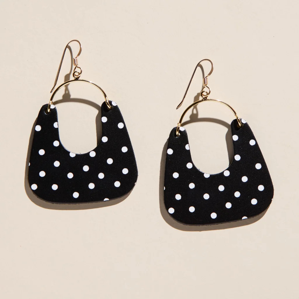 Black Polka Dot Noras | Nickel and Suede