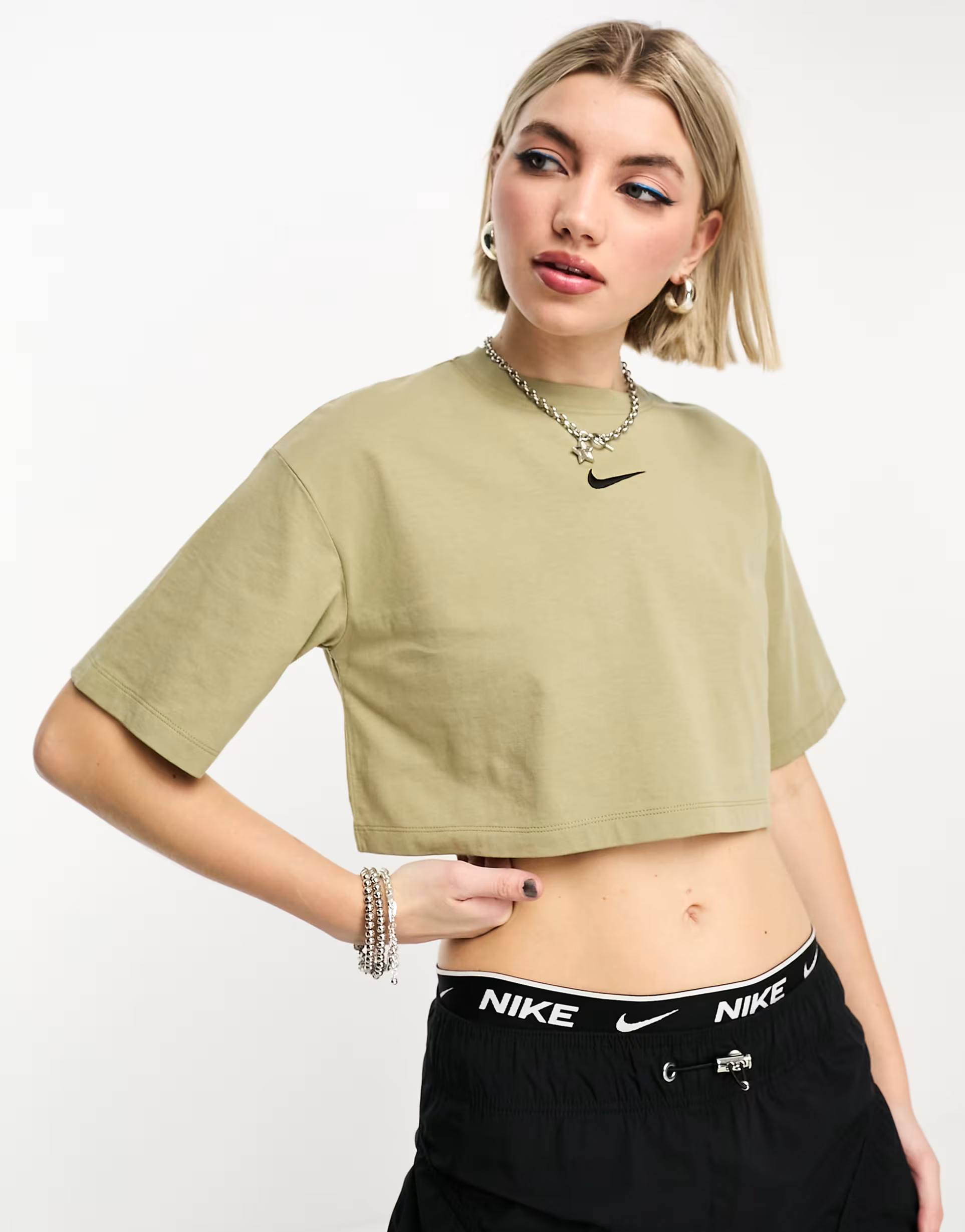 Nike Life Trend crop t-shirt in neutral olive | ASOS (Global)