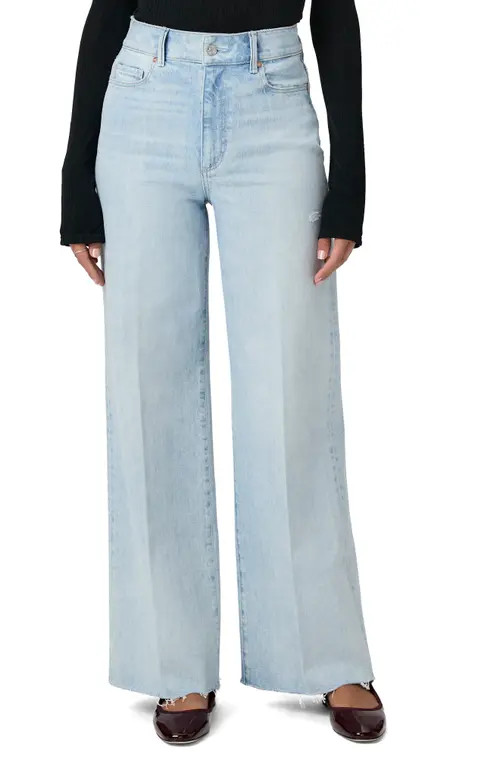 PAIGE Anessa Raw Hem High Waist Wide Leg Jeans in Quartet Distressed at Nordstrom, Size 34 | Nordstrom