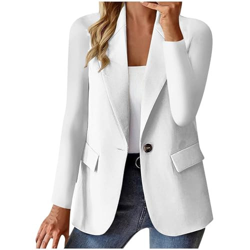 White Blazer Dress for Women Business Casual Open Front Blazers Office Work Lightweight Coats Spring Summer Cardigan Suits | Amazon (US)