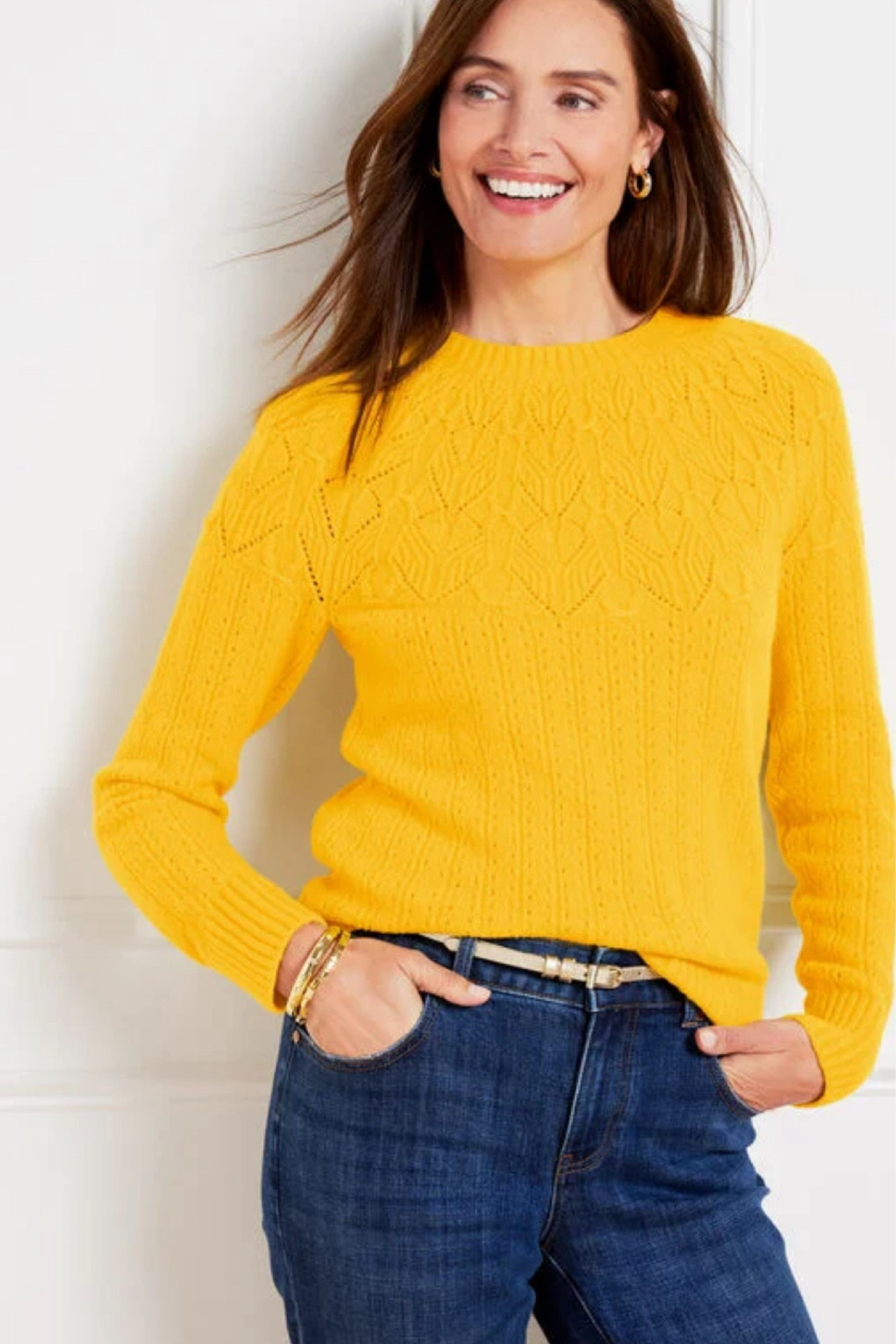 Wear your sunshine! This bright round yoke sweater from Talbots will brighten your mood on the most dreary winter day. 

Work outfit 
Classy style 
Work from home style 
Feminine style 

#LTKFindsUnder100 #LTKSeasonal #LTKOver40
