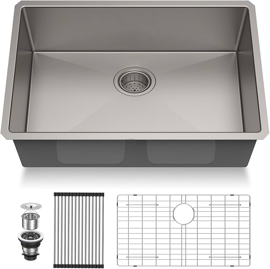 32 Undermount Kitchen Sink - Pehohe 32"x19" Large Deep Handmade Single Bowl 304 Stainless Steel 1... | Amazon (US)