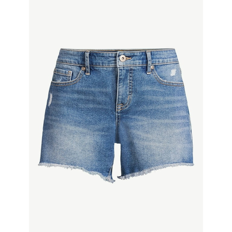 Sofia Jeans Women's Lila Mid Rise Distressed High Low Hem Shorts | Walmart (US)