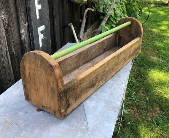 Vintage Wooden Tool Box - Carrier - Wood Tool Box - Green Wooden Handle | Etsy (US)