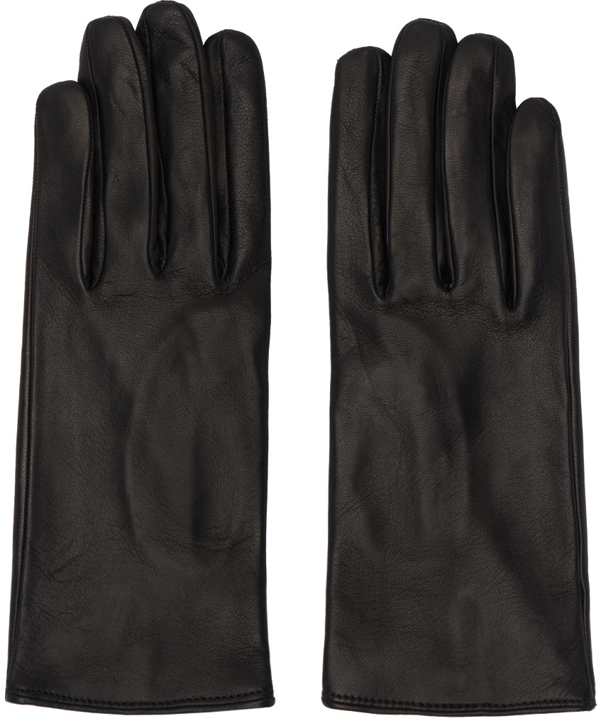 Dries Van Noten Black Soft Leather Gloves | SSENSE