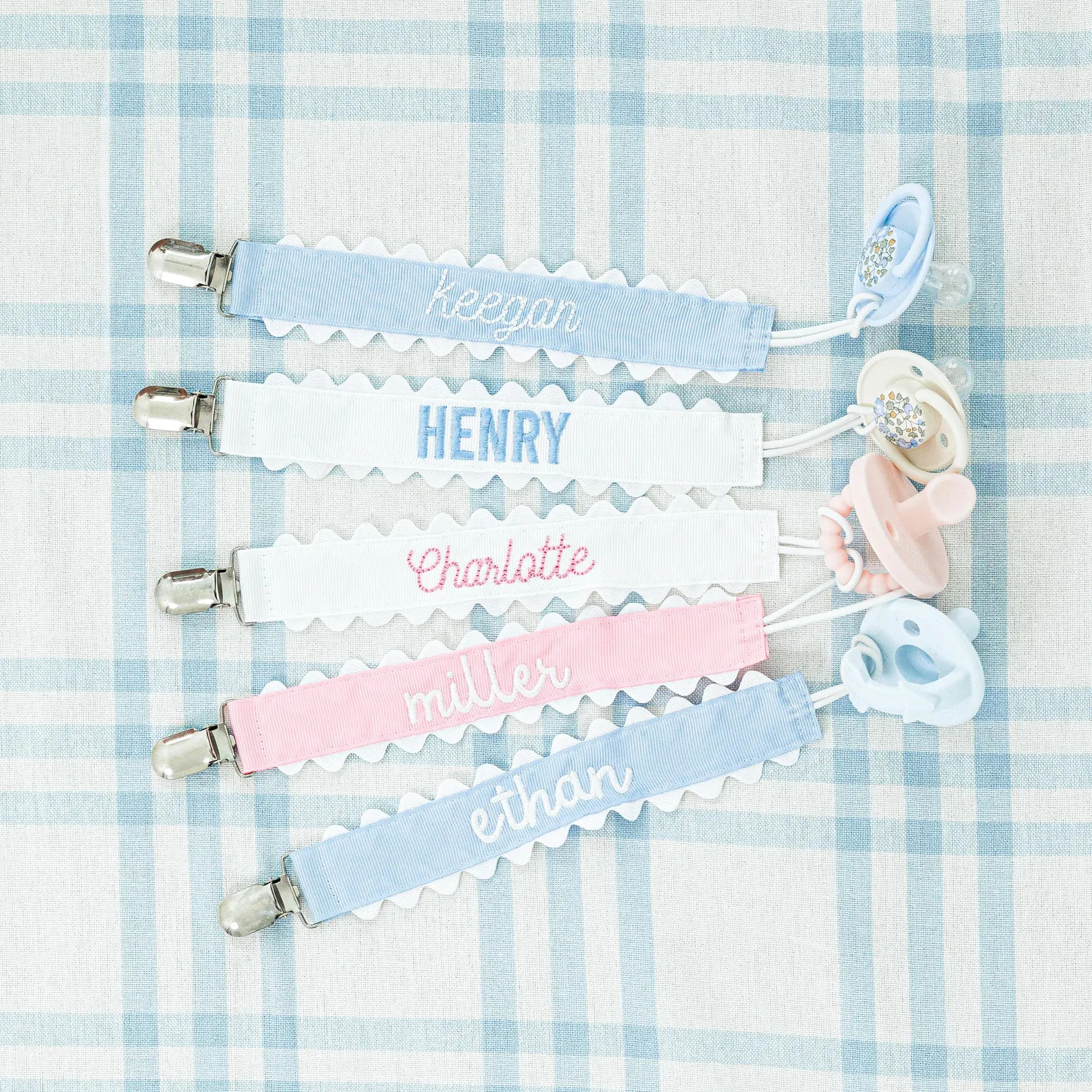 Pacifier Clips // Paci Clip, Monogram Pacifier Clip, Pacifier Holder, Embroidered Custom Name, Pe... | Etsy (US)