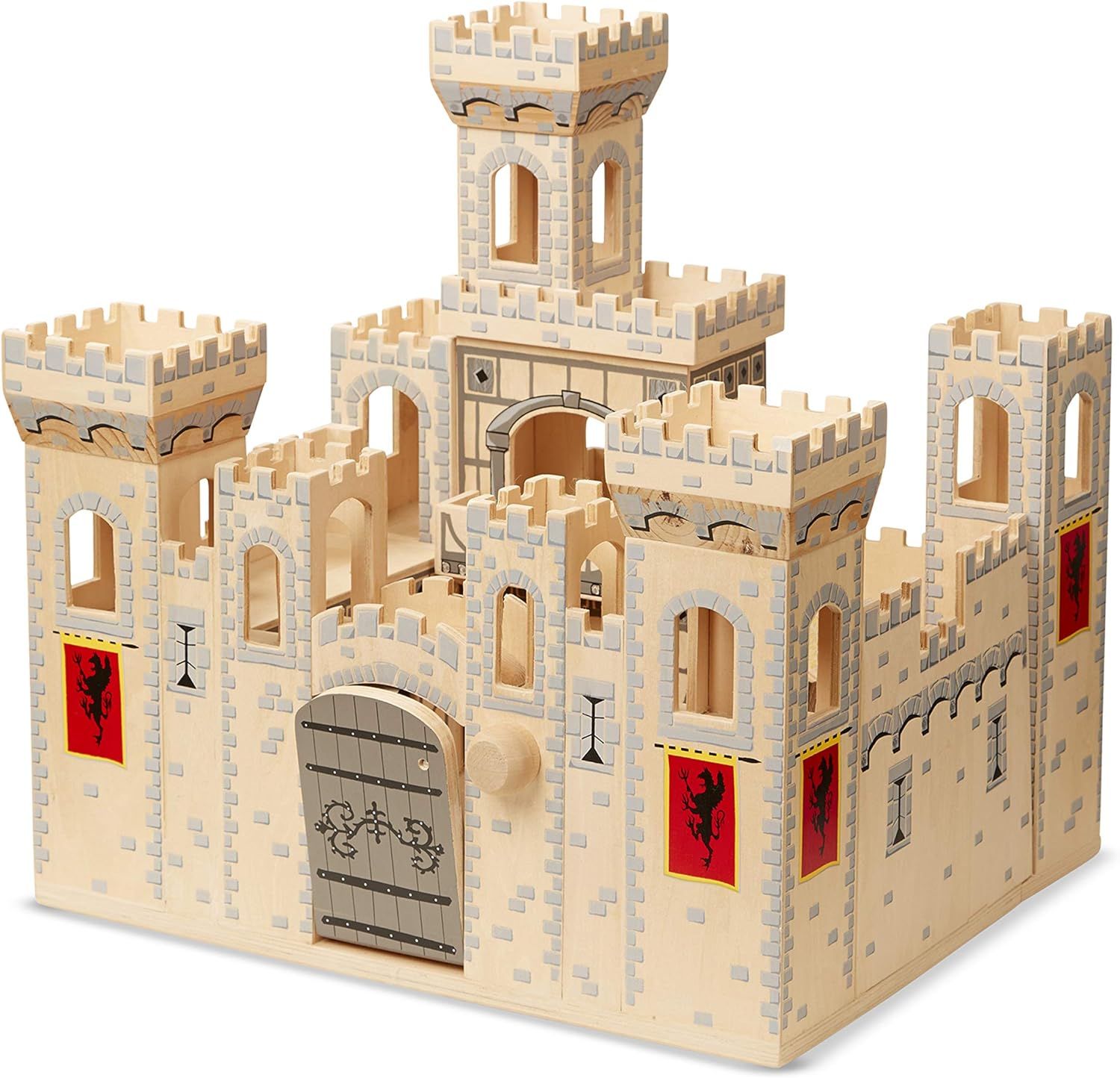 Melissa & Doug Deluxe Folding Medieval Wooden Castle - Hinged for Compact Storage H: 19.7 x W: 18... | Amazon (US)