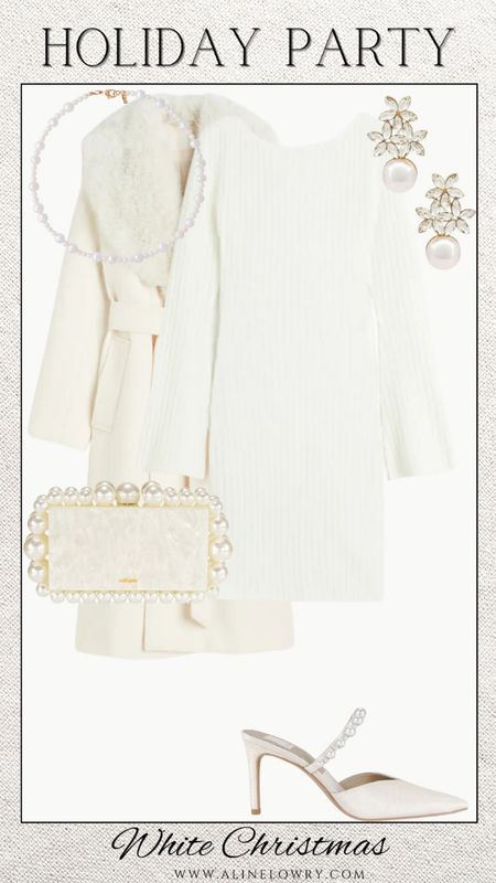 Holiday party outfit idea for a white Christmas look. Love the pearl details and how elegant and subtle it all ties together. 

#LTKparties #LTKHoliday