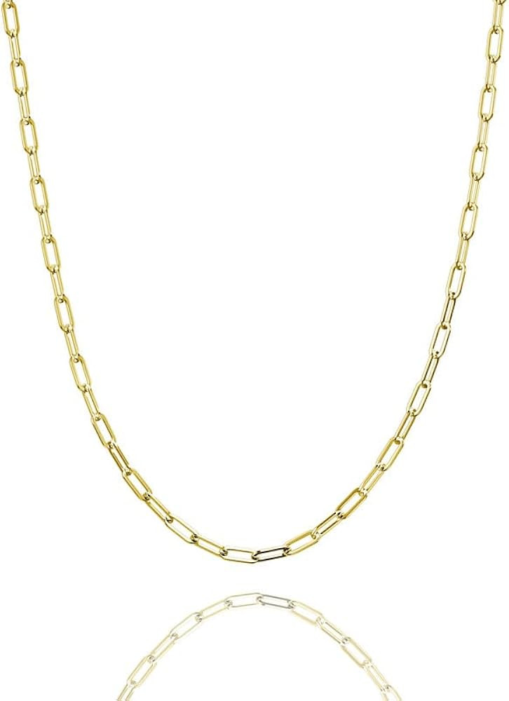 Silver Necklace for women 2mm 3mm 4mm 5mm Gold/Silver Paperclip Chain Solid 925 Sterling Silver C... | Amazon (US)