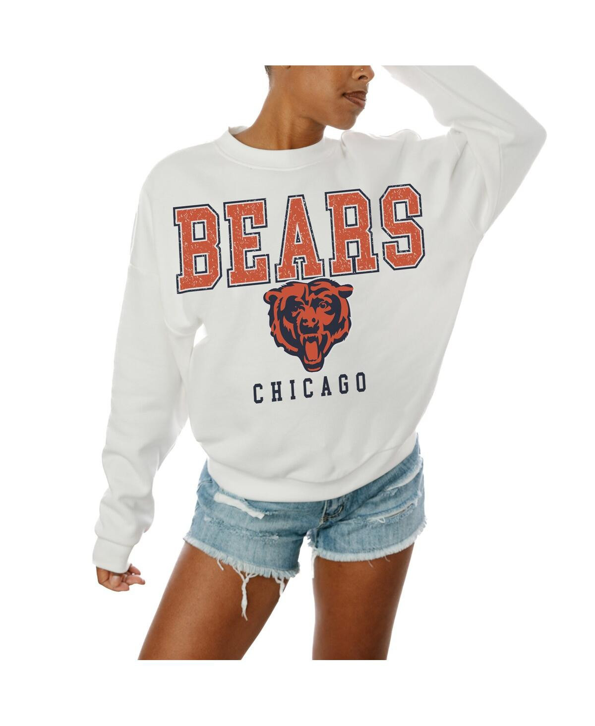 Gameday Couture Women's White Chicago Bears Sunday Drives Oversized Crewneck Pullover Sweatshirt - White | Macy's