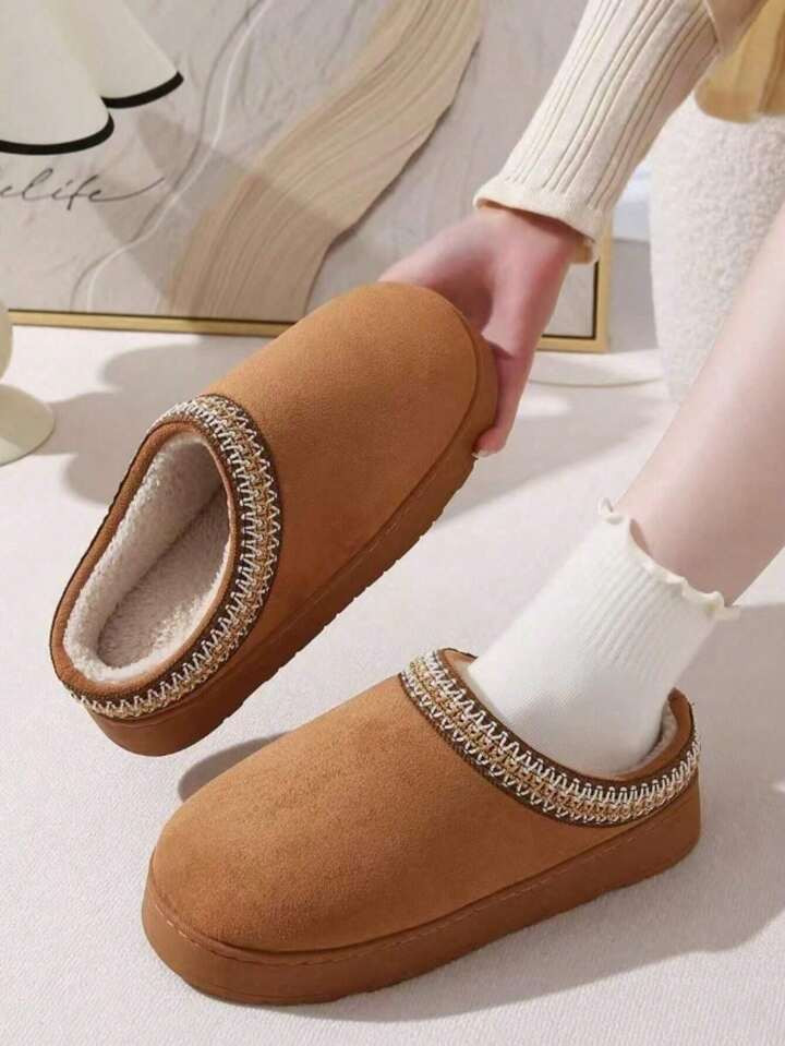 Women's Solid Color Low-Top Mini Boots, Warm Indoor Slippers For Autumn And Winter | SHEIN USA | SHEIN