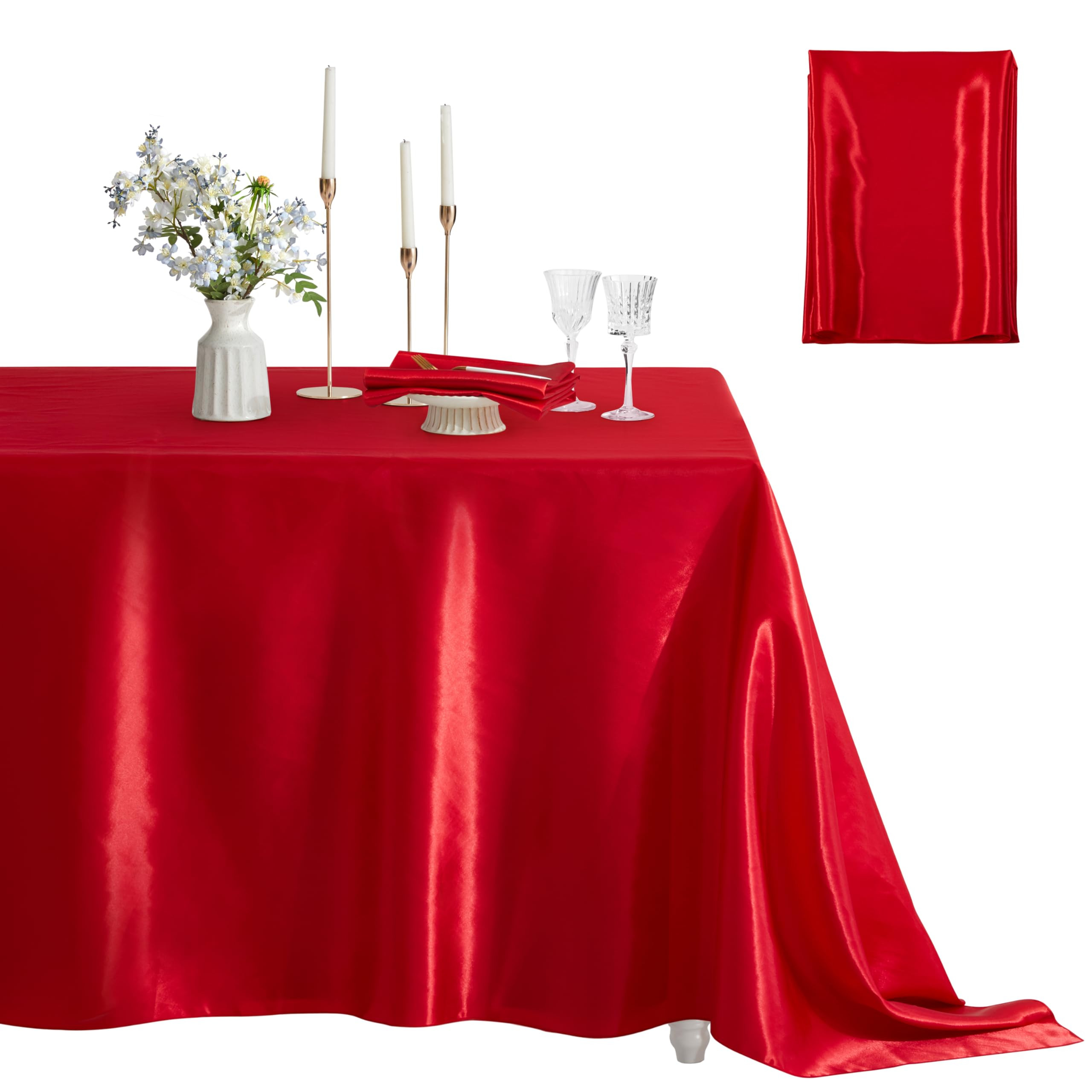 1 Pack Satin Table Cover Rectangle Silkly Soft Table Cloth, Satin Dining Table Cloths for Wedding... | Amazon (US)
