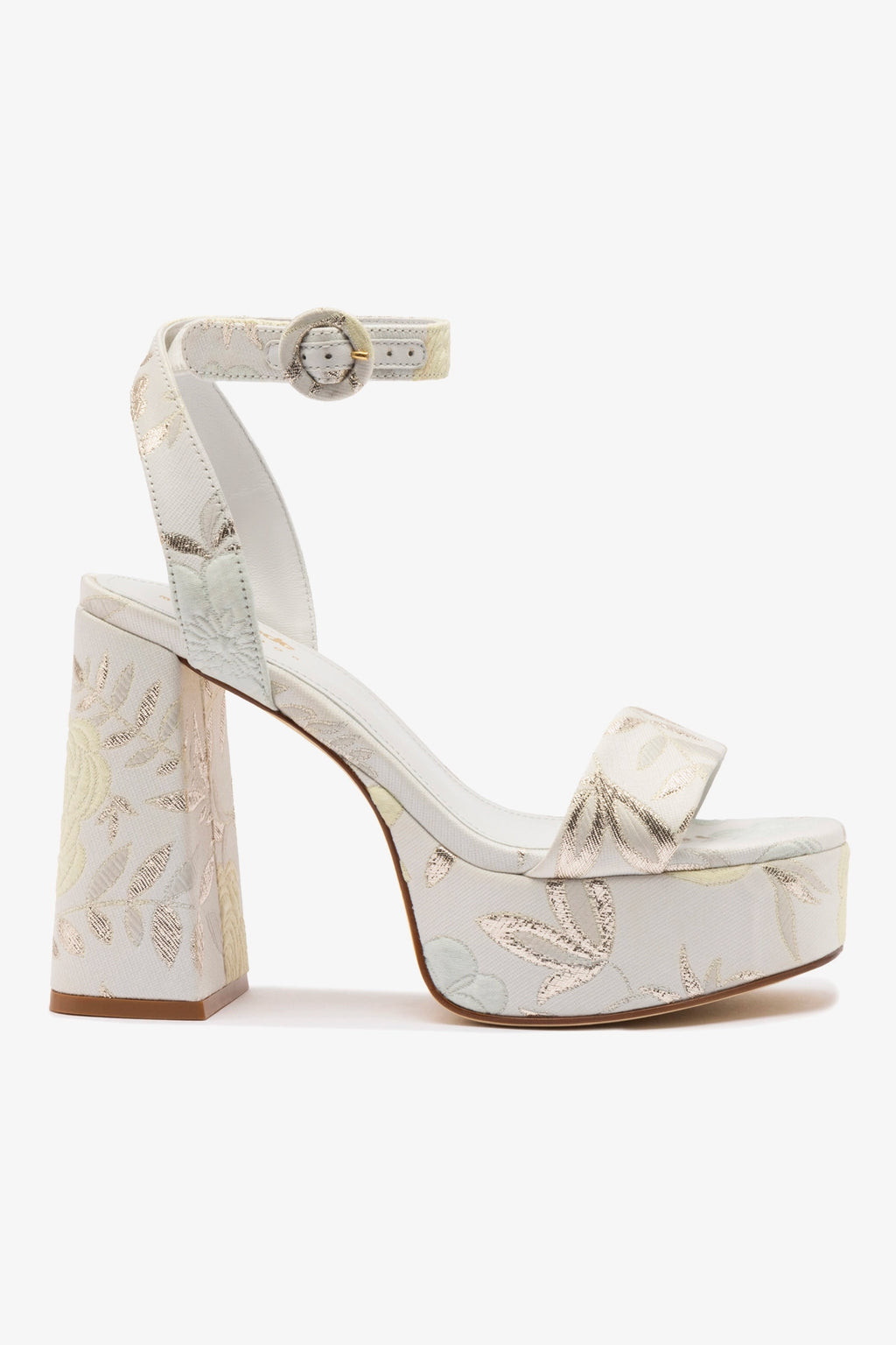 Larroudé x Markarian Dolly Sandal In Yvette Ivory Brocade | Larroude