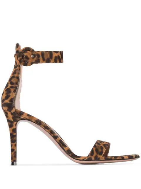 Gianvito RossiPortofino 105mm leopard-print suede sandals | Farfetch Global